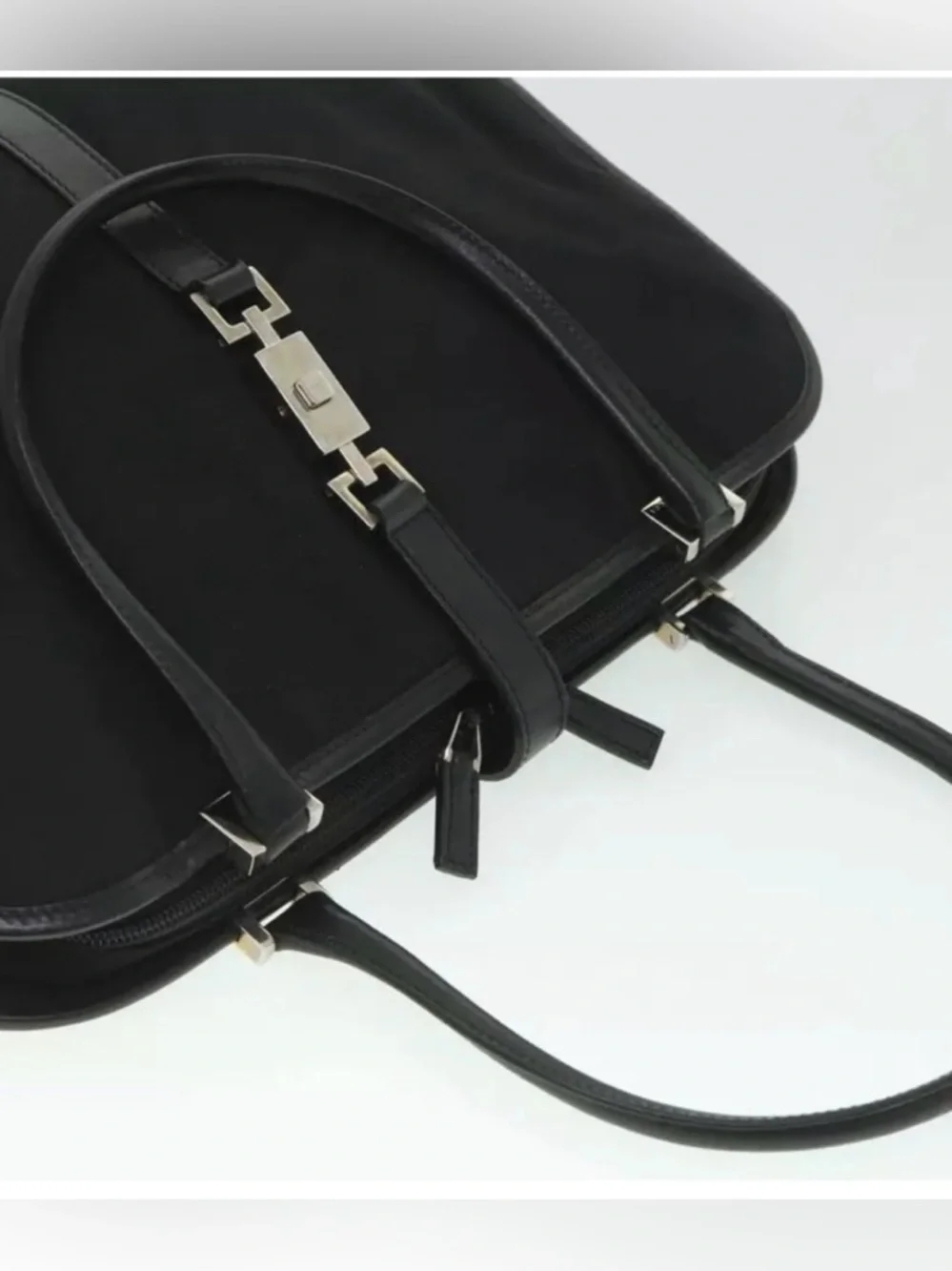 Gucci Jackie Line Black Nylon & Leather Tote Bag
Style 002-1072 (Made in Italy) - Picture 7 of 13